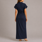 Maxikleid für Damen mit Knopfleiste und geraffter Taille