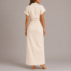 Maxikleid für Damen mit Knopfleiste und geraffter Taille