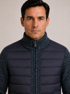 Herren-Steppjacke mit Strickärmeln und Reißverschluss