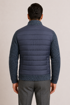 Herren-Steppjacke mit Strickärmeln und Reißverschluss