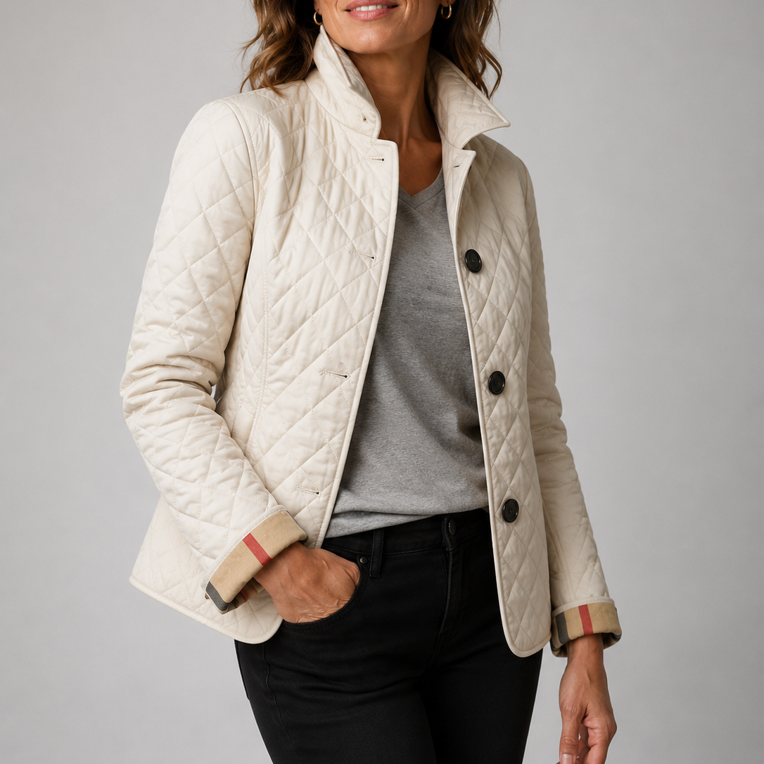 Women's Diamond Quilted Button-Front Jacket