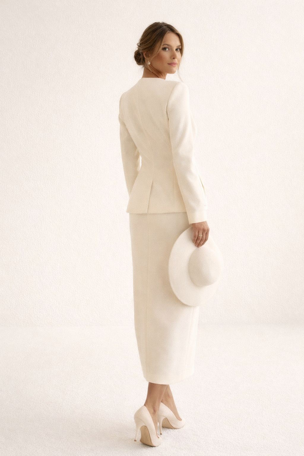 Damen maßgeschneiderter Blazer- und Rock-Set mit schlanker Passform und elegantem, strukturiertem Design