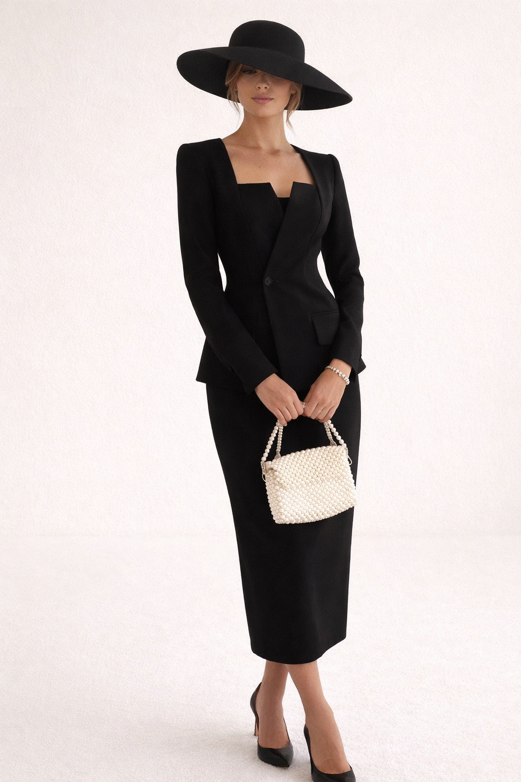 Damen maßgeschneiderter Blazer- und Rock-Set mit schlanker Passform und elegantem, strukturiertem Design