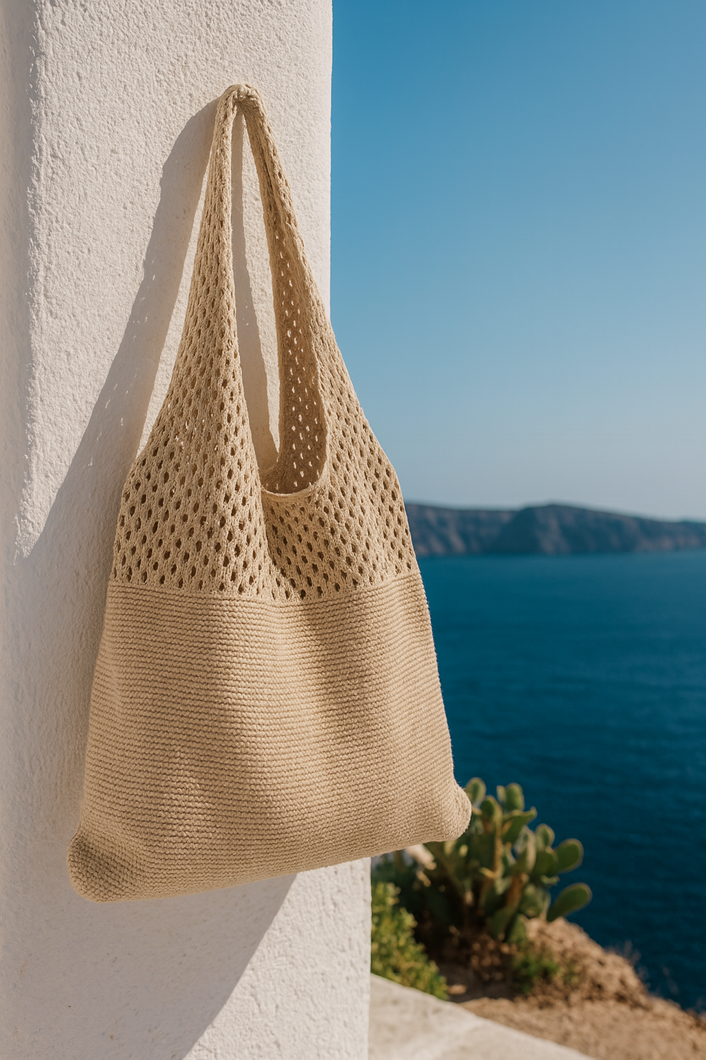 Damen-Schultertasche mit Lochmuster