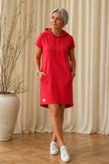 Kurzärmeliges T-Shirt-Kleid mit Kapuze für Damen