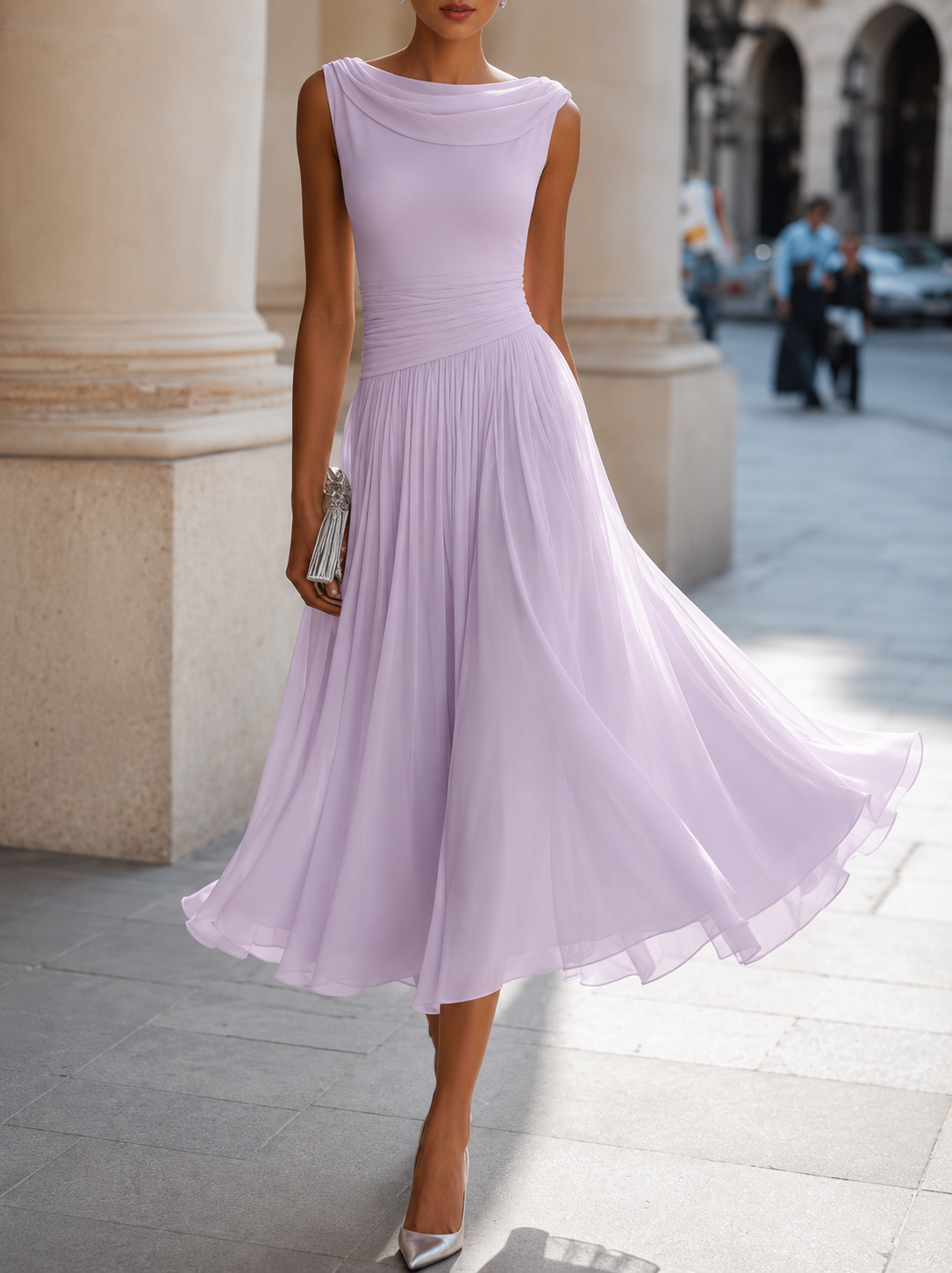 Women's Sleeveless Pleated Midi Dress