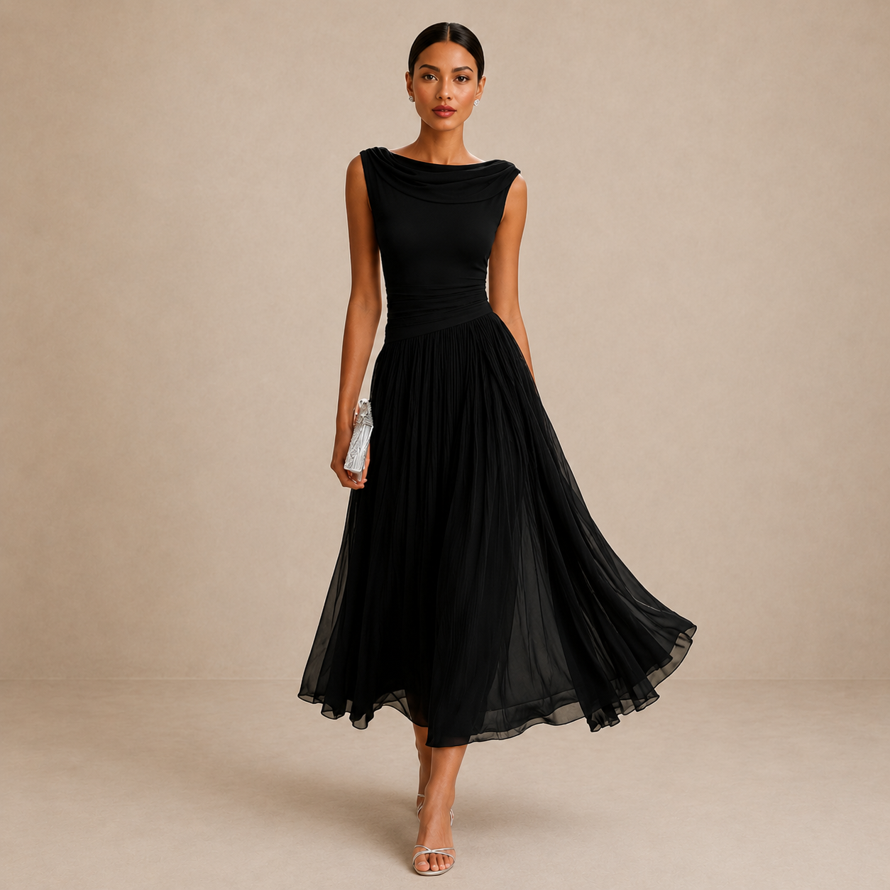 Women's Sleeveless Pleated Midi Dress