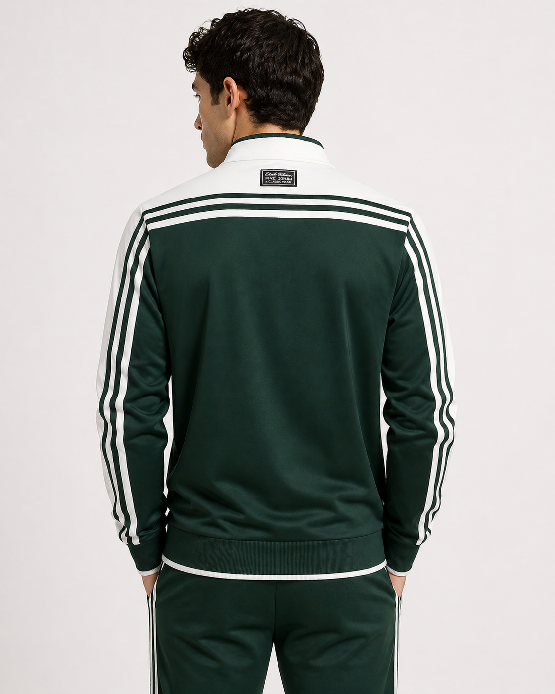 Herren-Trainingsjacke mit Streifen und durchgehendem Reißverschluss