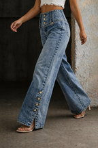 Damen-Jeans mit hohem Bund und weitem Bein