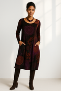 Boho-Midikleid für Damen mit Mandala-Print und langen Ärmeln für eleganten Stil