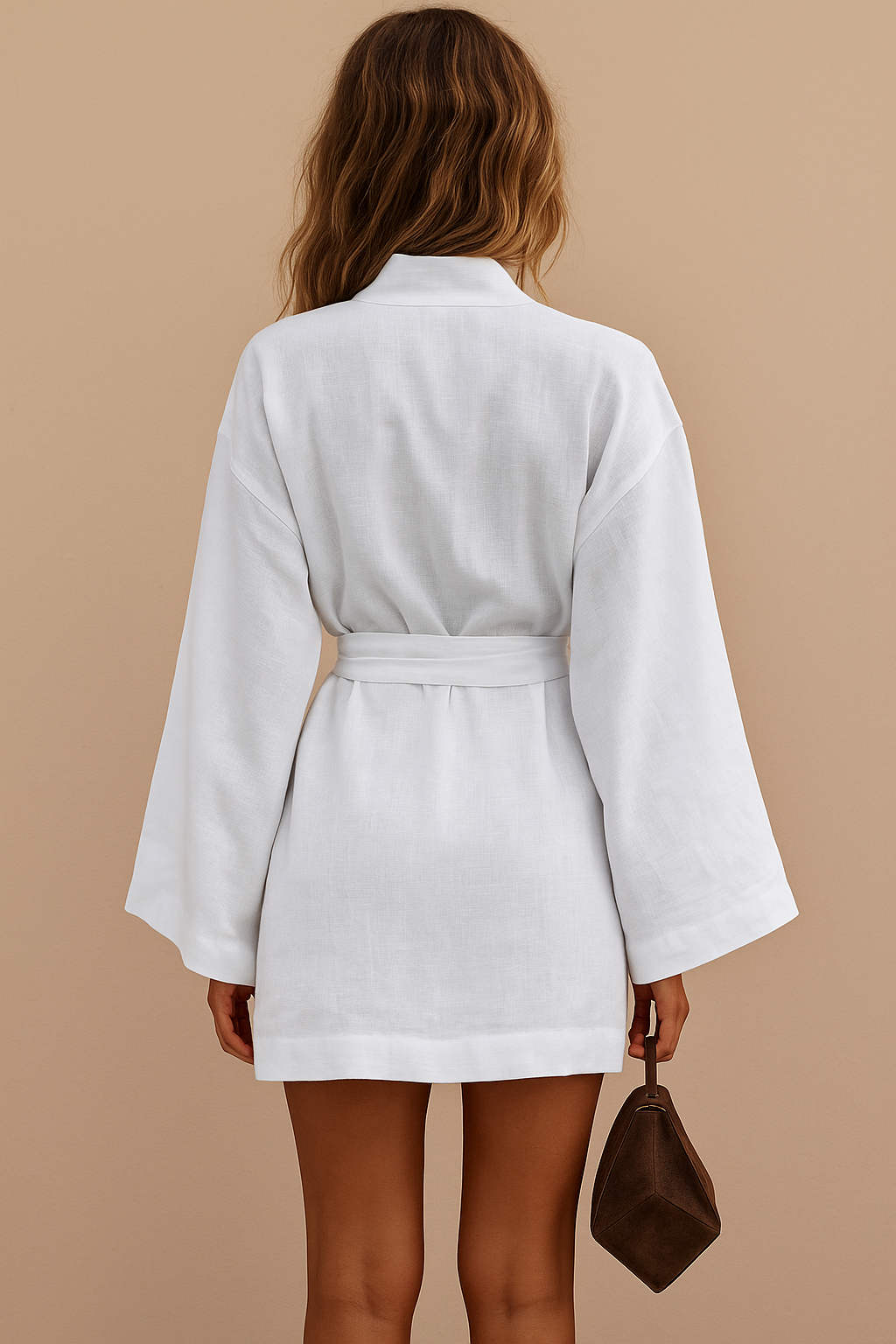 Leinenmisch-Kimono für Damen mit Taillengürtel für entspannte Alltags-Eleganz