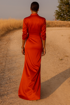 Maxikleid für Damen mit Wickeldesign und Kragen für elegante Anlässe