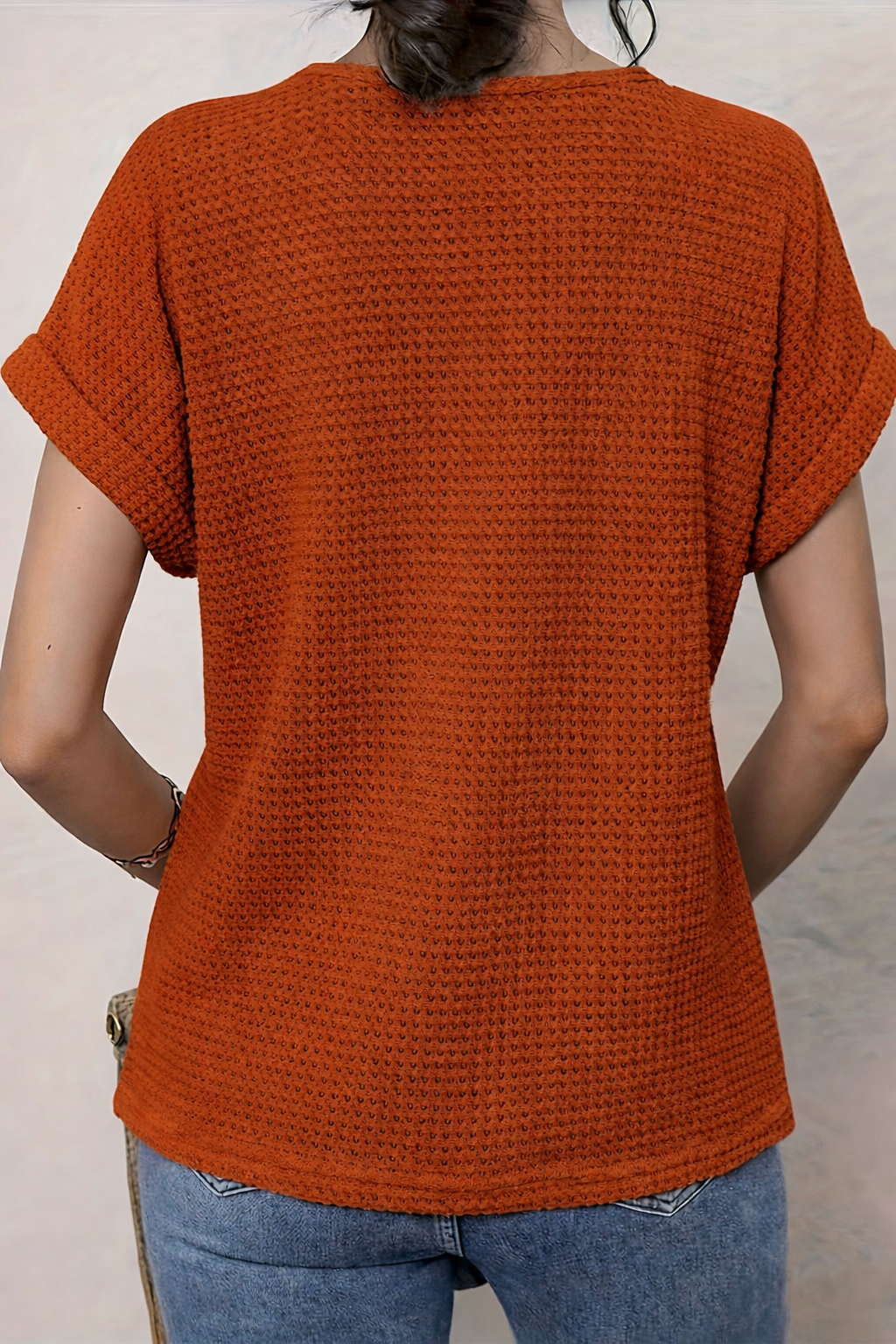 Blusa da donna in maglia testurizzata con pizzo all’uncinetto