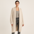Lange Strickjacke für Damen mit offener Vorderseite