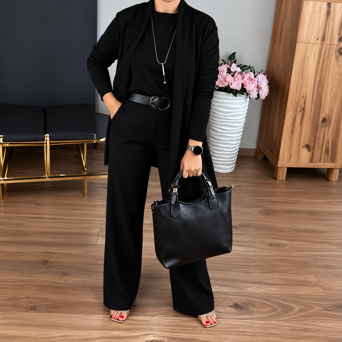 Women's Three-Piece Wide-Leg Trouser Suit