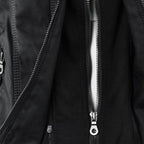 Damen Kapuzenjacke aus veganem Leder mit strukturierter Passform und Reißverschluss-Details