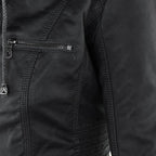 Damen Kapuzenjacke aus veganem Leder mit strukturierter Passform und Reißverschluss-Details