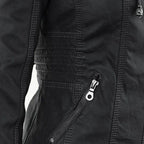 Damen Kapuzenjacke aus veganem Leder mit strukturierter Passform und Reißverschluss-Details