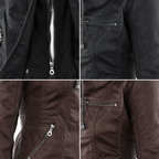 Damen Kapuzenjacke aus veganem Leder mit strukturierter Passform und Reißverschluss-Details