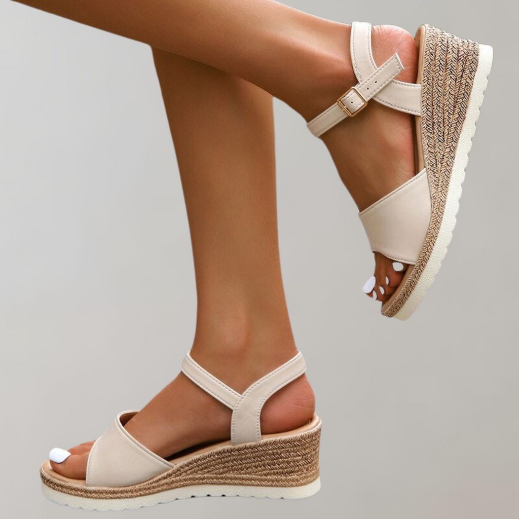 Women's Espadrille Platform Sandals with Adjustable Ankle Strap and Cushioned Footbed