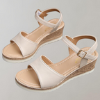 Women's Espadrille Platform Sandals with Adjustable Ankle Strap and Cushioned Footbed