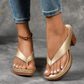 Damen Plateau-String-Sandalen