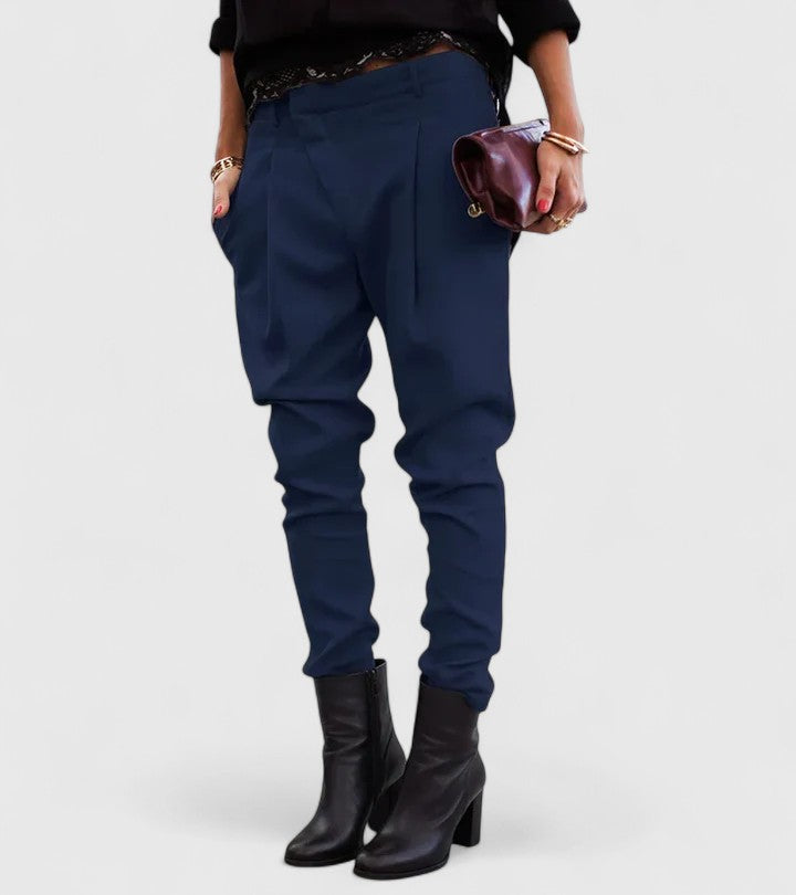 Pantalon plissé fuselé pour femme