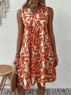 Damen Sommerkleid mit Blumenmuster, fließendem A-Linien-Schnitt und ärmellos