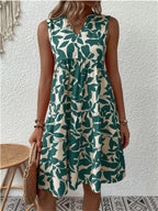 Damen Sommerkleid mit Blumenmuster, fließendem A-Linien-Schnitt und ärmellos