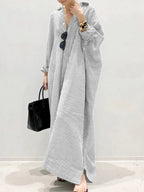 Damen gestreiftes Maxikleid mit lockerem Sitz und vintage-inspiriertem Stil