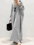 Damen gestreiftes Maxikleid mit lockerem Sitz und vintage-inspiriertem Stil