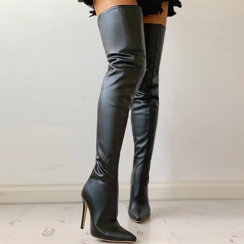Damen Overknee-Stiefel mit Reißverschluss und elegantem High-Heel-Design
