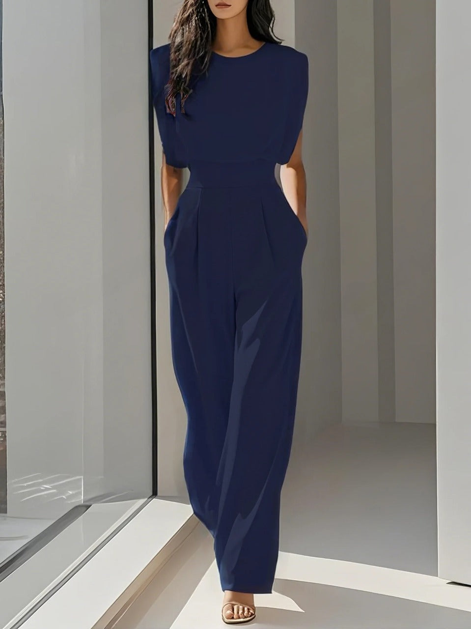 Women's Wide-Leg Jumpsuit with Defined Waist for Elegant Occasions