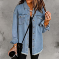 Damen Lässige Jeansjacke mit durchgehender Knopfleiste und klassischem Schnitt