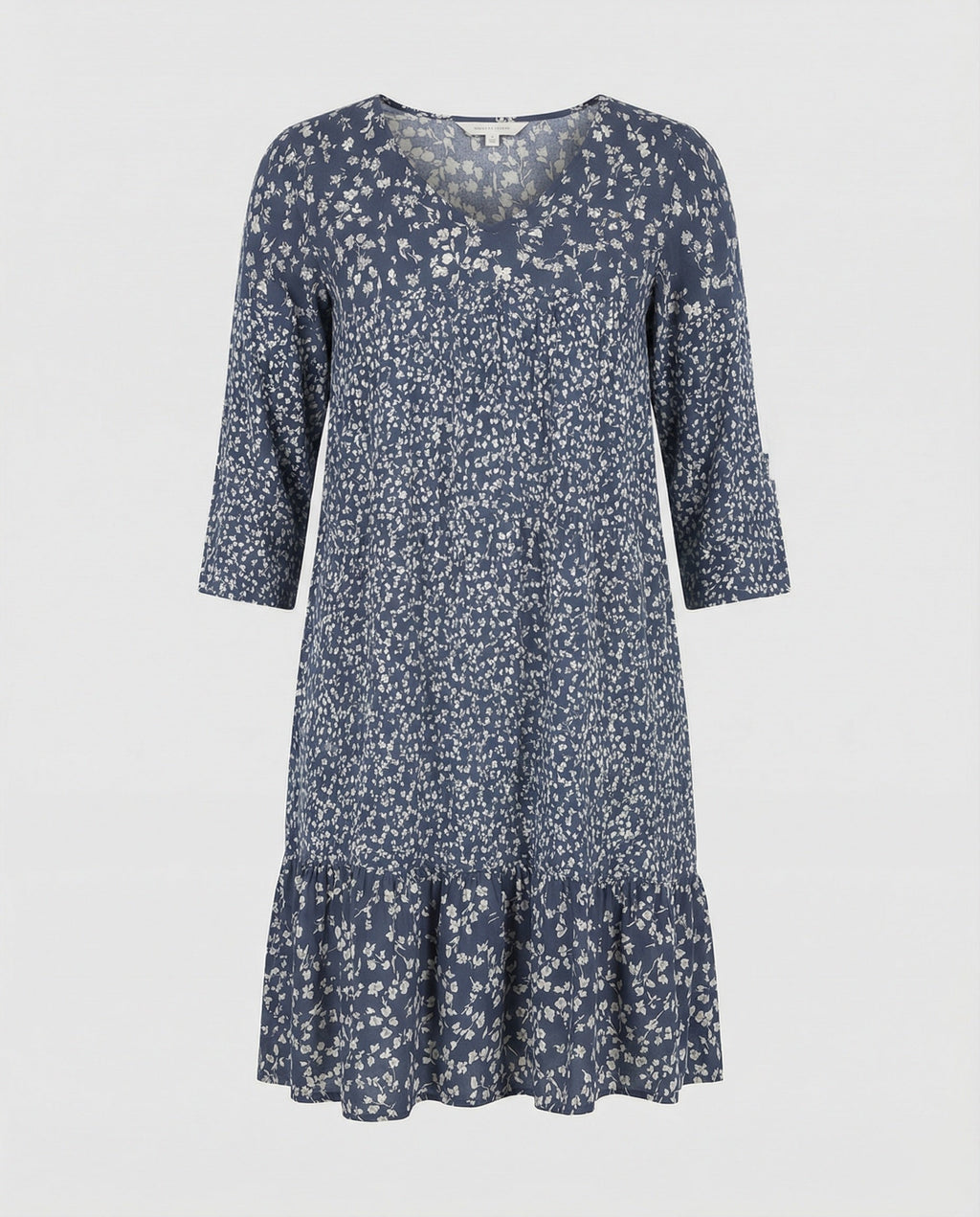 Damen bedrucktes Midikleid mit V-Ausschnitt und bequemer, lockerer Passform