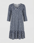 Damen bedrucktes Midikleid mit V-Ausschnitt und bequemer, lockerer Passform