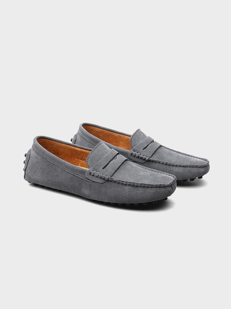 Herren Klassische Wildleder Penny Loafers mit handgefertigter Mokassinnaht und flexiblem Fahrsohle