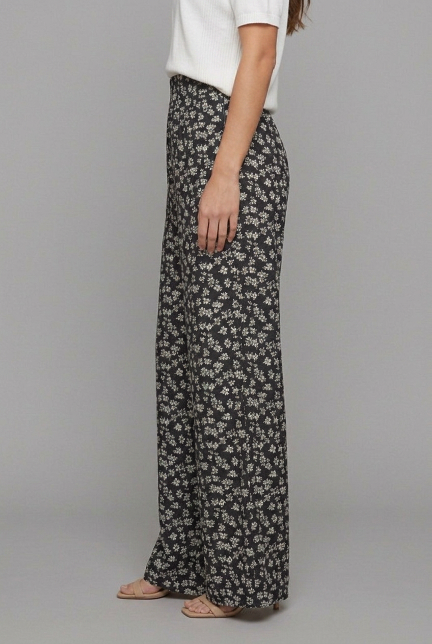 Pantalones Palazzo para mujer con estampado floral pequeño