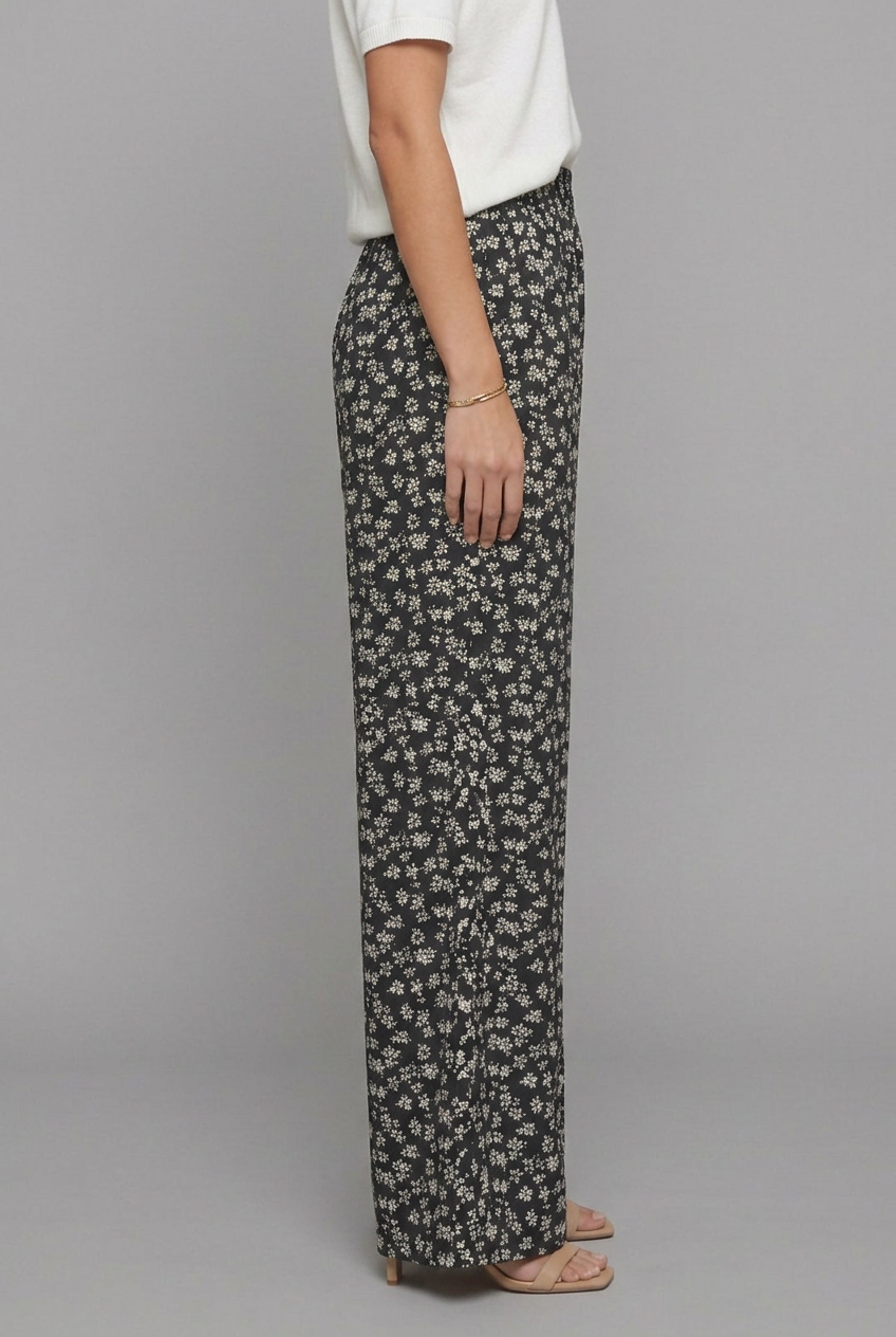 Pantalones Palazzo para mujer con estampado floral pequeño