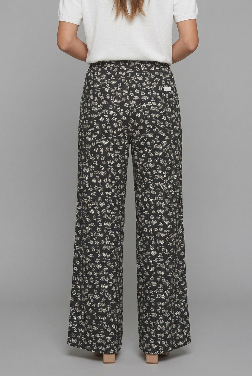 Pantalones Palazzo para mujer con estampado floral pequeño