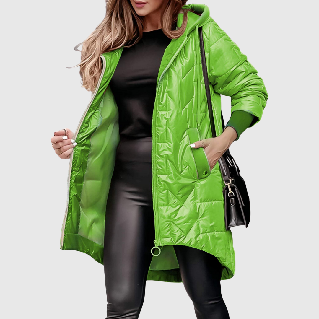 Women's Hooded Quilted Longline Puffer Jacket