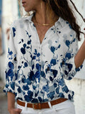 Damen Bluse mit abstraktem Print, Knopfleiste und langen Ärmeln