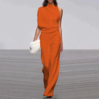 Damen Eleganter ärmelloser Overall mit fließendem weitem Bein und modernem Schnitt