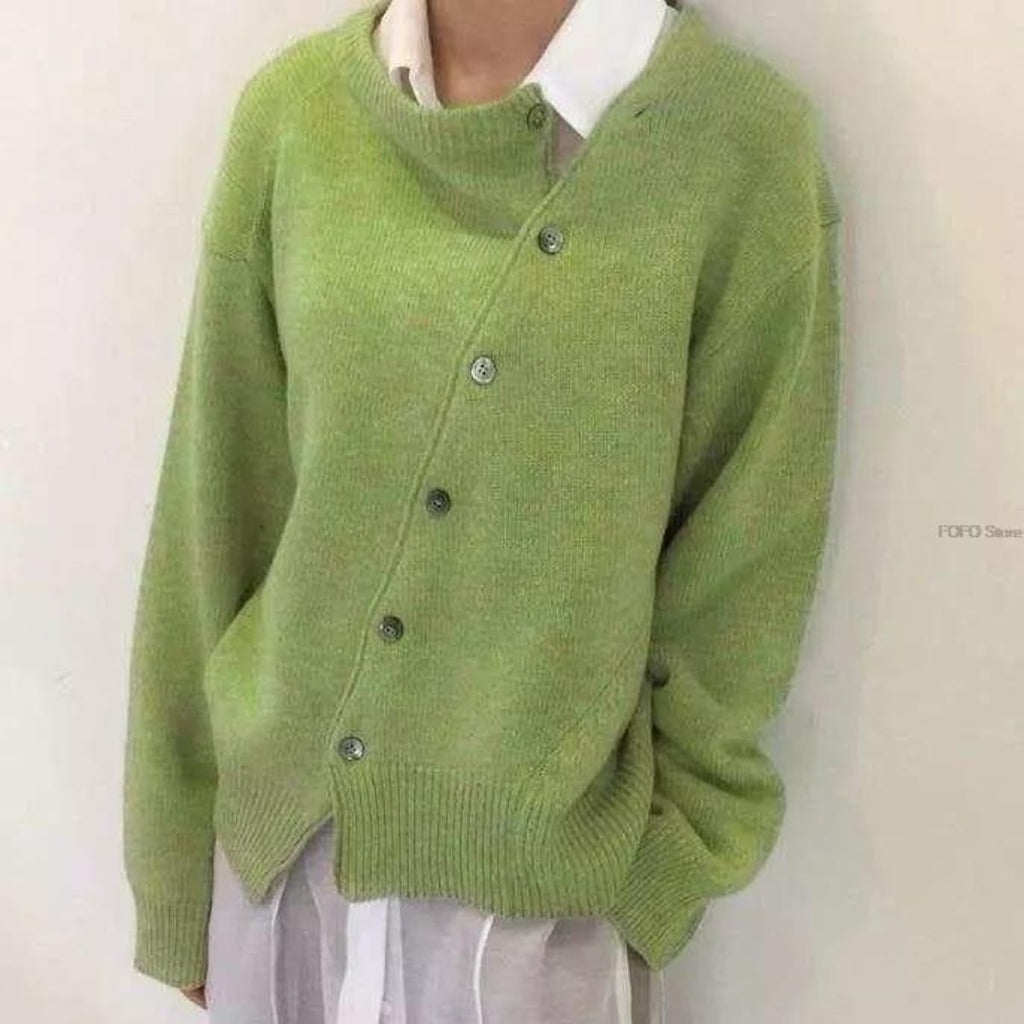 Asymmetrisk cardigan med knapper til kvinder