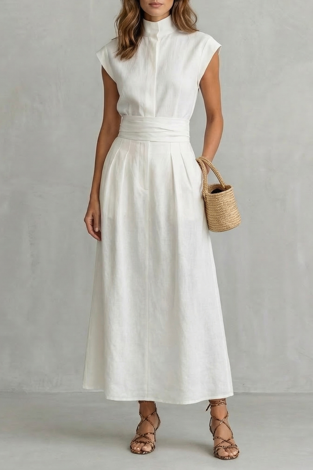 Women's Elegant Waist Tie Maxi Dress