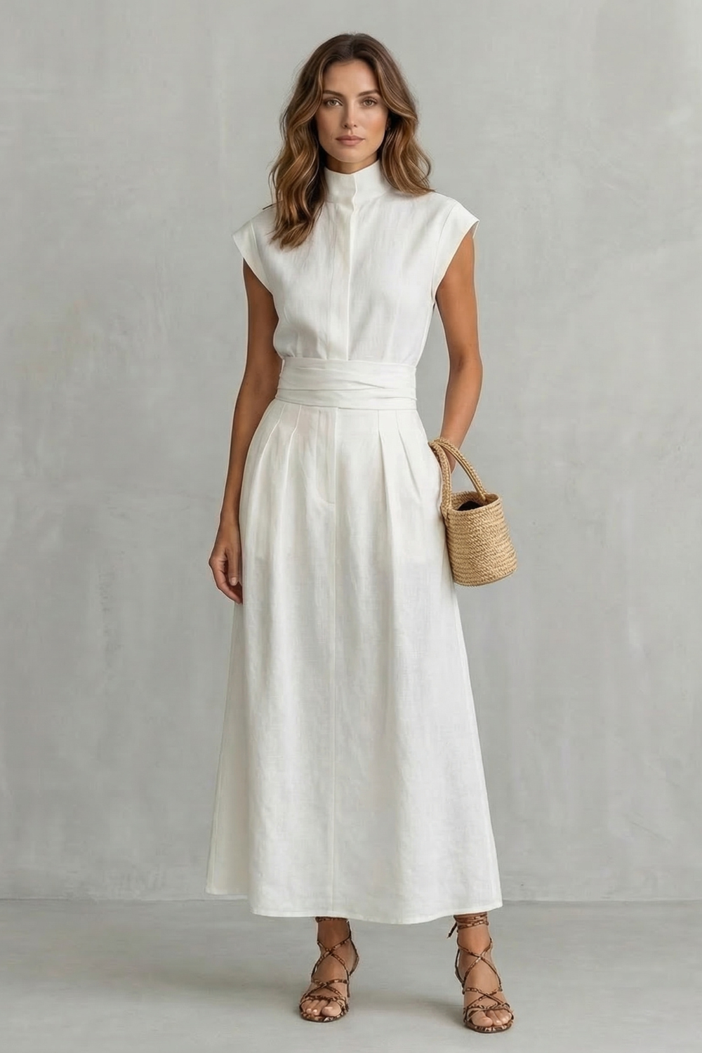 Women's Elegant Waist Tie Maxi Dress