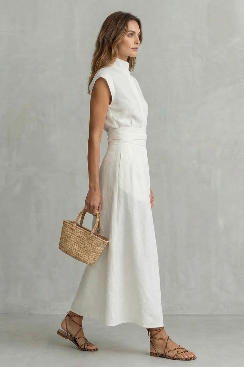 Women's Elegant Waist Tie Maxi Dress