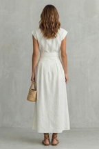 Women's Elegant Waist Tie Maxi Dress
