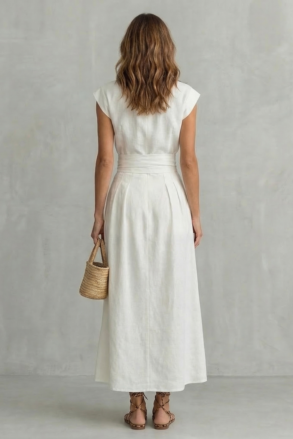 Women's Elegant Waist Tie Maxi Dress