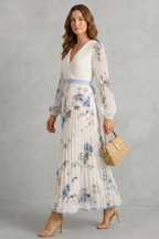 Women's Pleated Floral Maxi Dress